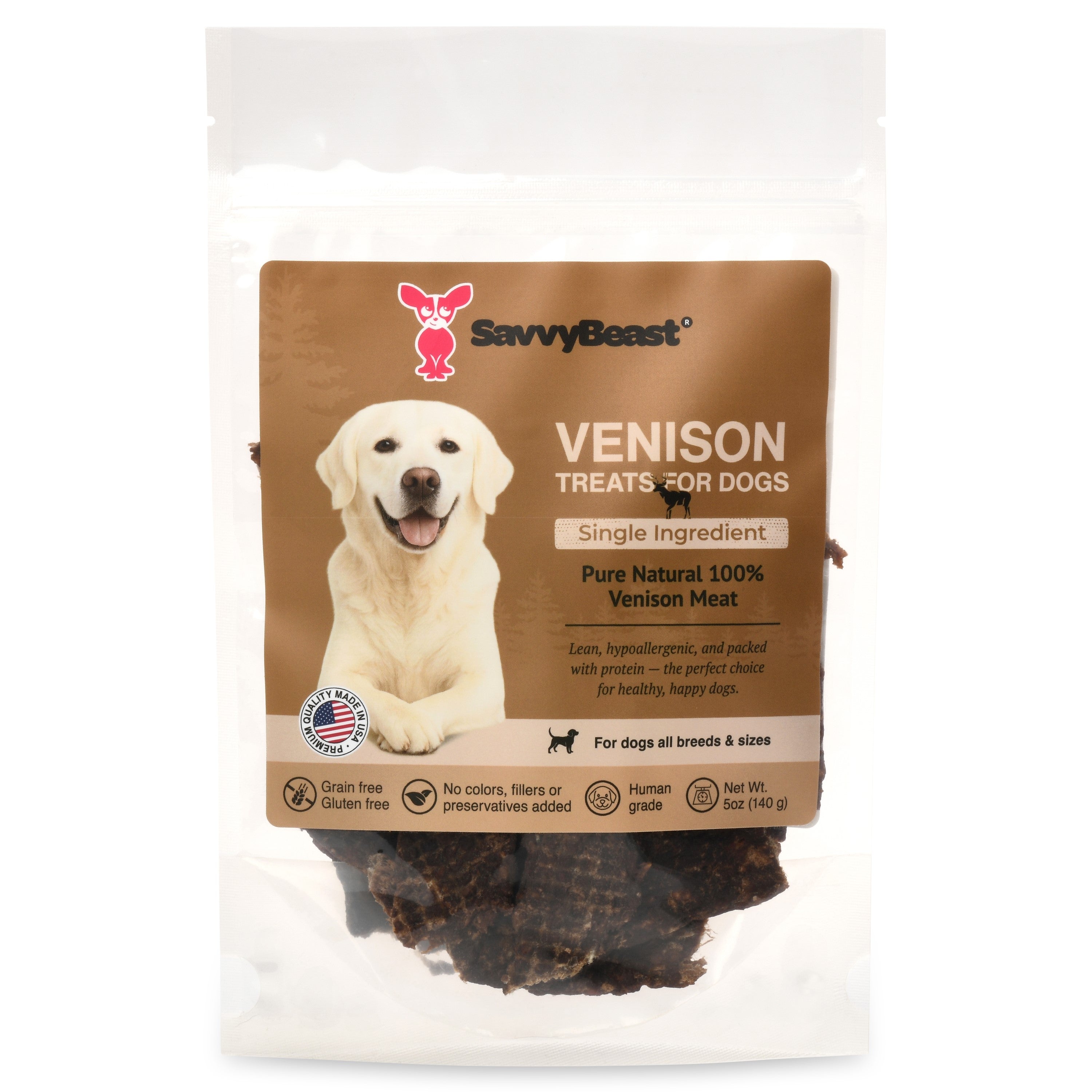 Venison Treats for Dogs – 5 oz - 100% Dehydrated Venison, Nothing Else!