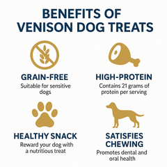 Venison Treats for Dogs – 5 oz - 100% Dehydrated Venison, Nothing Else!