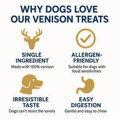 Venison Treats for Dogs – 5 oz - 100% Dehydrated Venison, Nothing Else!