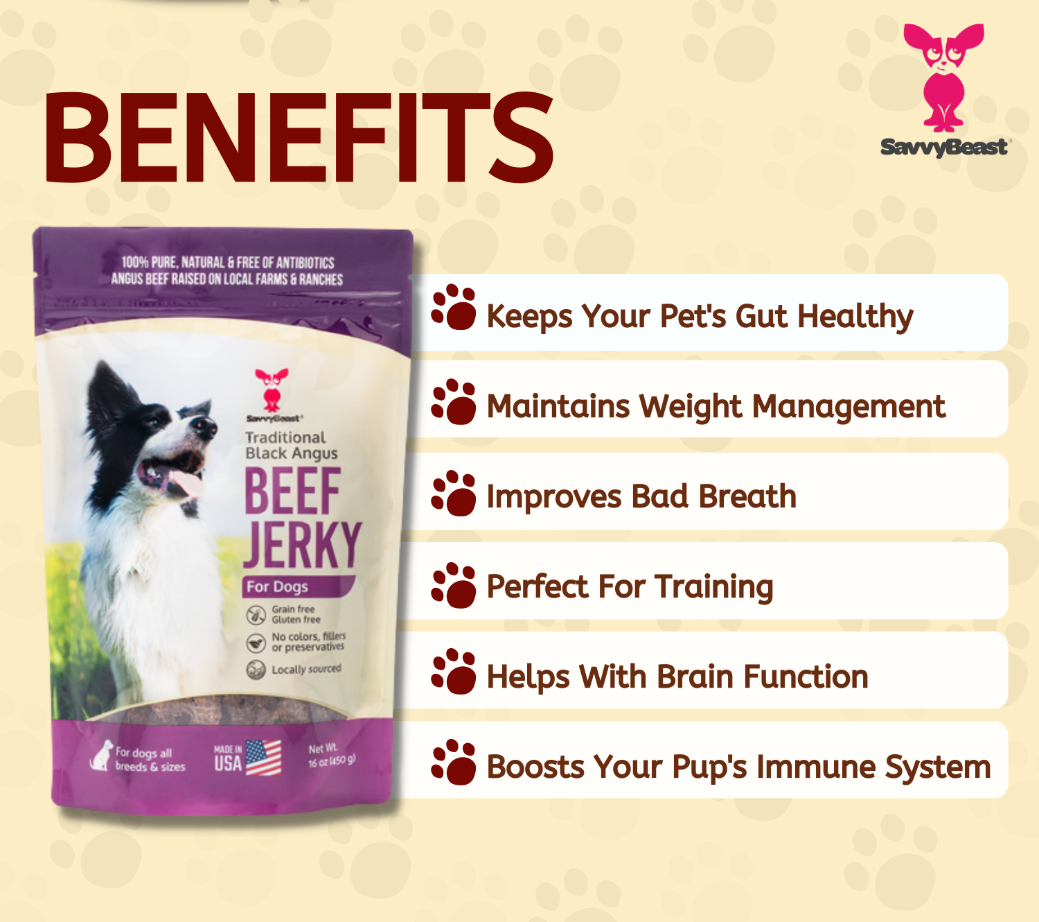 Black Angus Beef Jerky for Dogs 16oz Bag