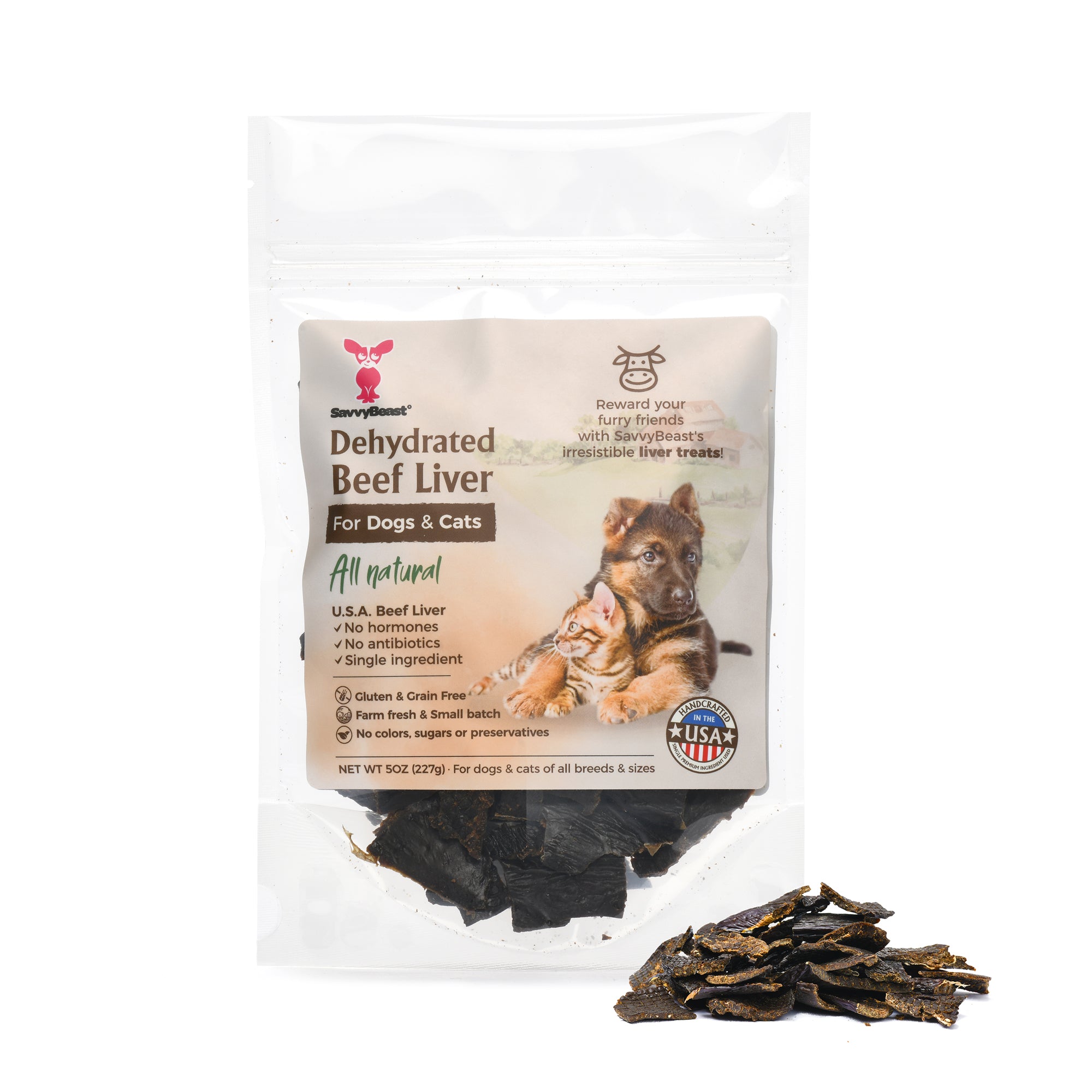 Beef Liver Treats for Dogs and Cats 5oz Bag Dehydrated